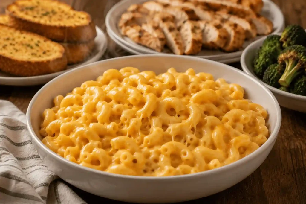 Creamy homemade mac and cheese in a white bowl for picky eaters