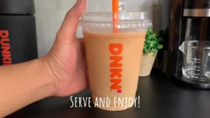 Finished Dunkin viral coffee drink ready to serve in a branded cup
