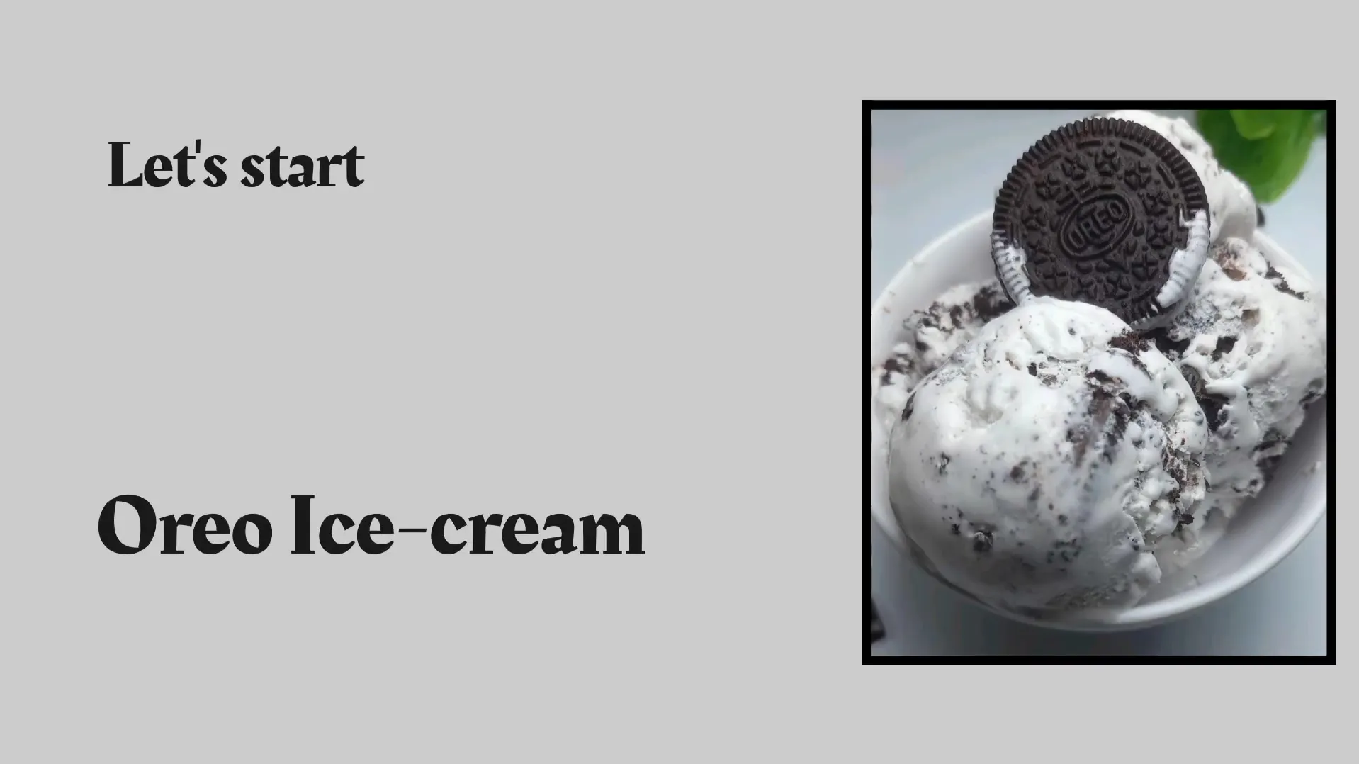 Homemade Oreo ice cream served in a bowl topped with whole Oreo biscuit