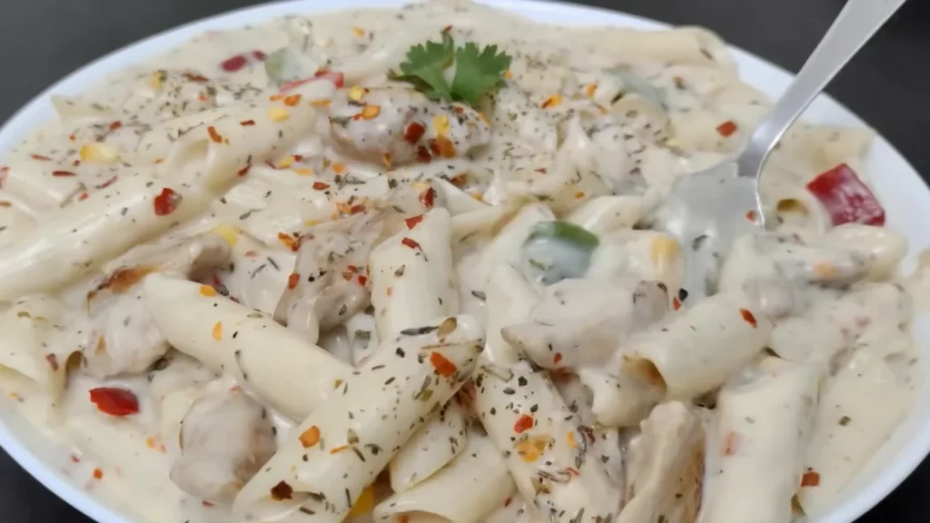 A plate of creamy chicken pasta served as one of the best easy chicken dinner recipes for busy weeknights.