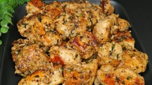 Golden garlic butter chicken pieces in a skillet – easy chicken dinner recipes ready in 30 minutes