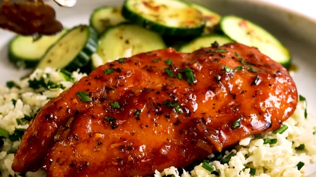 Glazed honey garlic chicken served with vegetables as part of our easy chicken dinner recipes collection.