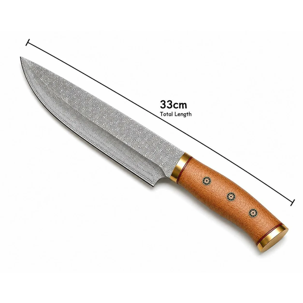 Handmade Damascus Steel Chef Knife Set 2 Pcs with Leather Sheath - Image 3