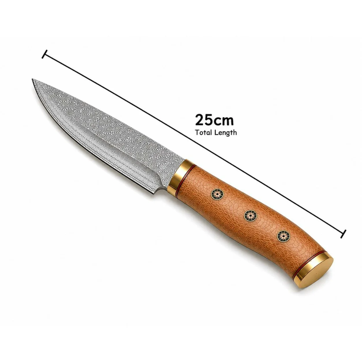 Handmade Damascus Steel Chef Knife Set 2 Pcs with Leather Sheath - Image 4